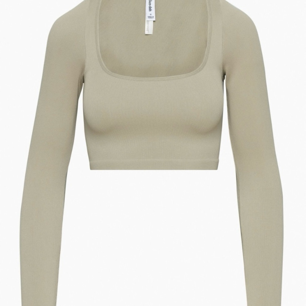 ARITZIA SUNDEH Sunday Best SinchSeamless rib ribcage tan long sleeve L